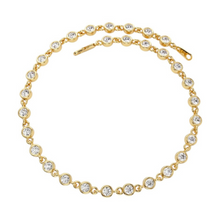 14K Solid Gold Bezel Link Setting Tennis Bracelet