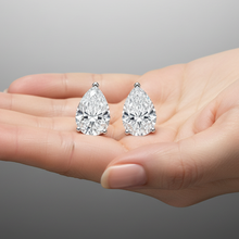 Pear Cut Prong Setting Solitaire Diamond 14K Solid Gold Earrings Stud - IGI Certified