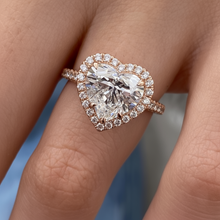 Stunning Heart Shape Diamond Single Halo Pave Band 14K Solid Gold Engagement Ring