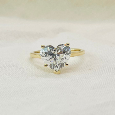 Classic Heart Shape Solitaire Diamond 14K Solid Gold Engagement Ring