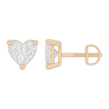 Heart Cut Solitaire Diamond Prong Setting 14K Solid Gold Earrings Stud - IGI Certified
