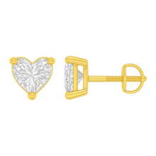 Heart Cut Solitaire Diamond Prong Setting 14K Solid Gold Earrings Stud - IGI Certified