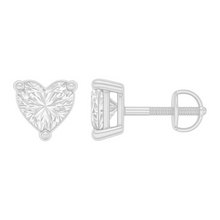 Heart Cut Solitaire Diamond Prong Setting 14K Solid Gold Earrings Stud - IGI Certified