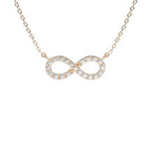 14K Solid Gold Infinity Diamond Necklace for her