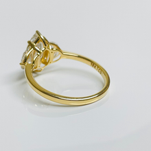 Marquise Cut Diamond 3 Stone Side Moon 14K Solid Gold Engagement Ring