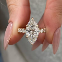 Iconic Marquies Cut Diamond Hidden Halo Pave Band 14K Solid Gold Ring For Women