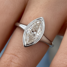 Marquise Cut Diamond Bezel Setting 14K Solid Gold Solitaire Engagement Ring