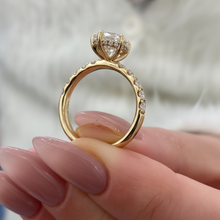 Iconic Marquies Cut Diamond Hidden Halo Pave Band 14K Solid Gold Ring For Women