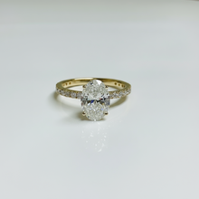 2 to 4 Carat Oval Cut Pave Setting 14K Solid Gold Solitaire Diamond Engagement Ring