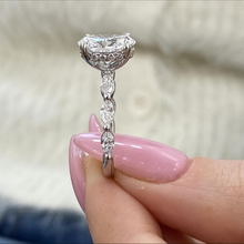 Oval Cut Side Marquies Band Hidden Halo Diamond 14K Solid Gold Engagement Ring