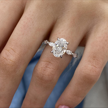 Oval Cut Side Marquies Band Hidden Halo Diamond 14K Solid Gold Engagement Ring