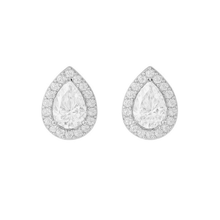 Pear Shape Halo 14K Solid Gold Diamond Earrings Set for Women