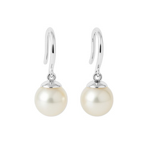 14K Solid Gold 9.00 MM Real South Sea Pearl Drop Earrings
