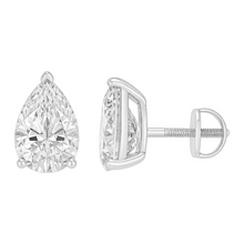 Pear Cut Prong Setting Solitaire Diamond 14K Solid Gold Earrings Stud - IGI Certified