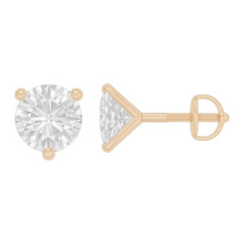 Round Cut Martini Style Solitaire 14K Solid Gold Earrings Stud - IGI Certified