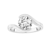 Tension Setting Round Cut 14K Solid Gold Twisted Diamond Rings IGI Certified