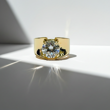 1 to 3 Carat Round Cut Broad Band 14K Solid Gold Solitaire Diamond Engagement Ring