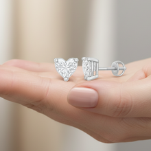 Heart Cut Solitaire Diamond Prong Setting 14K Solid Gold Earrings Stud - IGI Certified