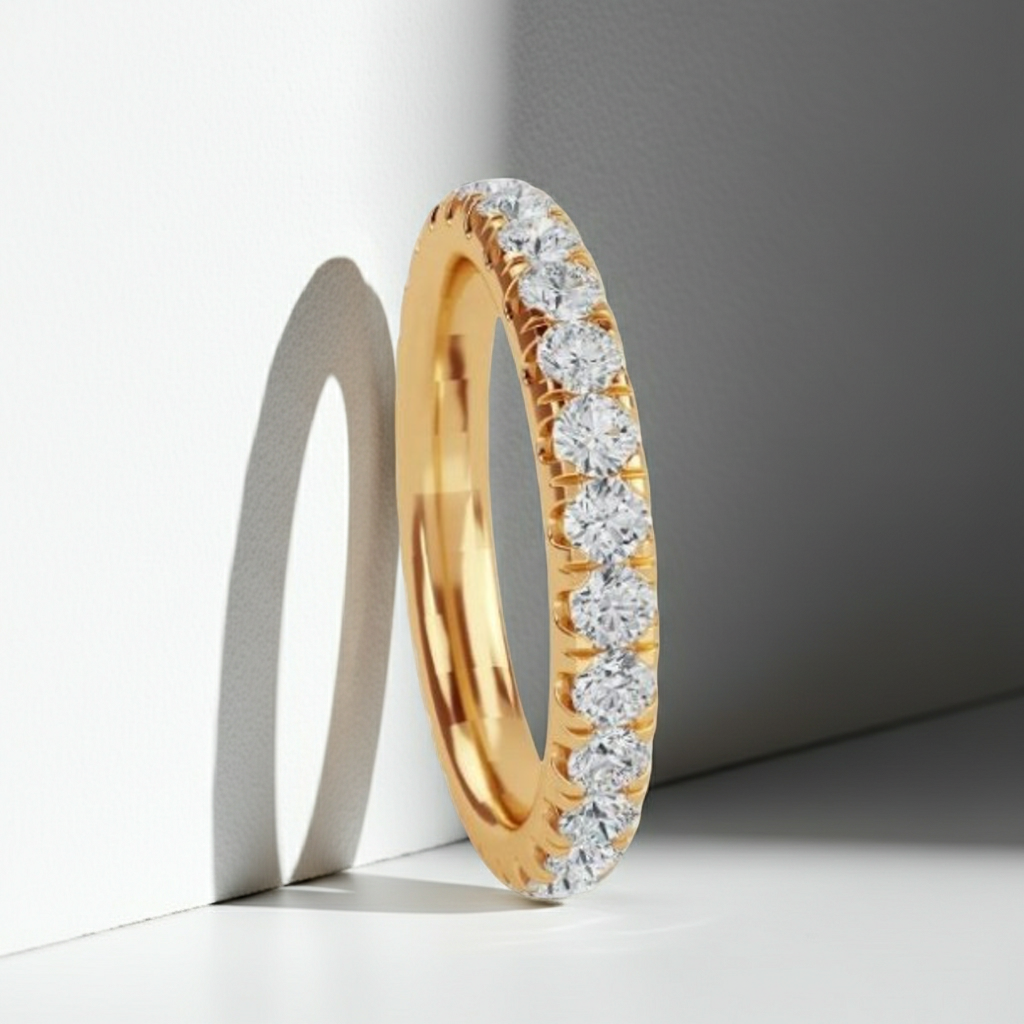 1.75 ctw 14K Solid Gold Pave Setting Full Eternity Band for women