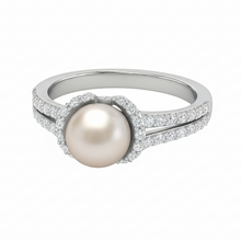 9.00 MM Real White South Sea Pearl 14K Solid Gold Luxurious Diamond Ring